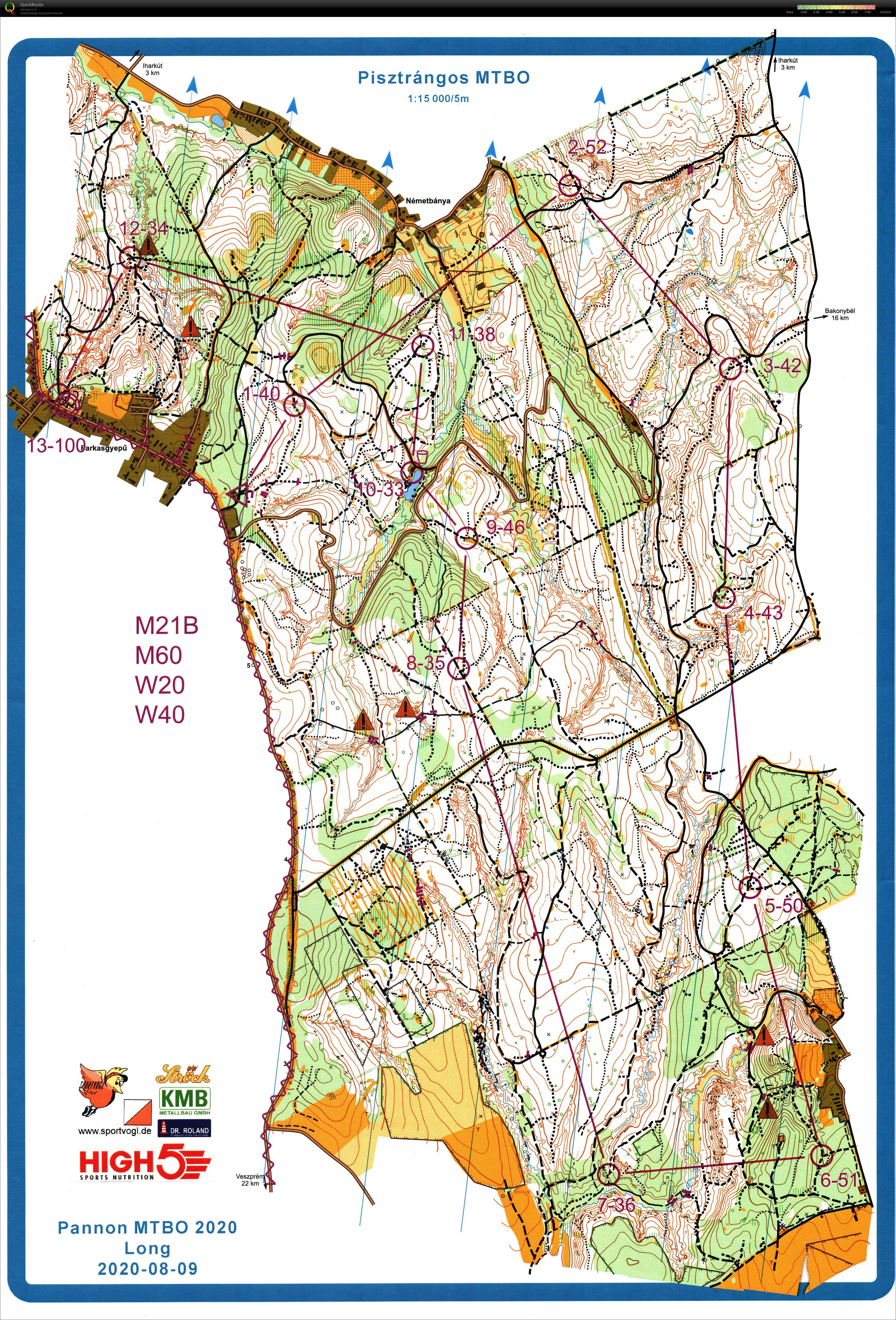 Tájkerékpáros Hosszútávú Országos Bajnokság, Pannon MTBO 2. nap (2020-08-09)