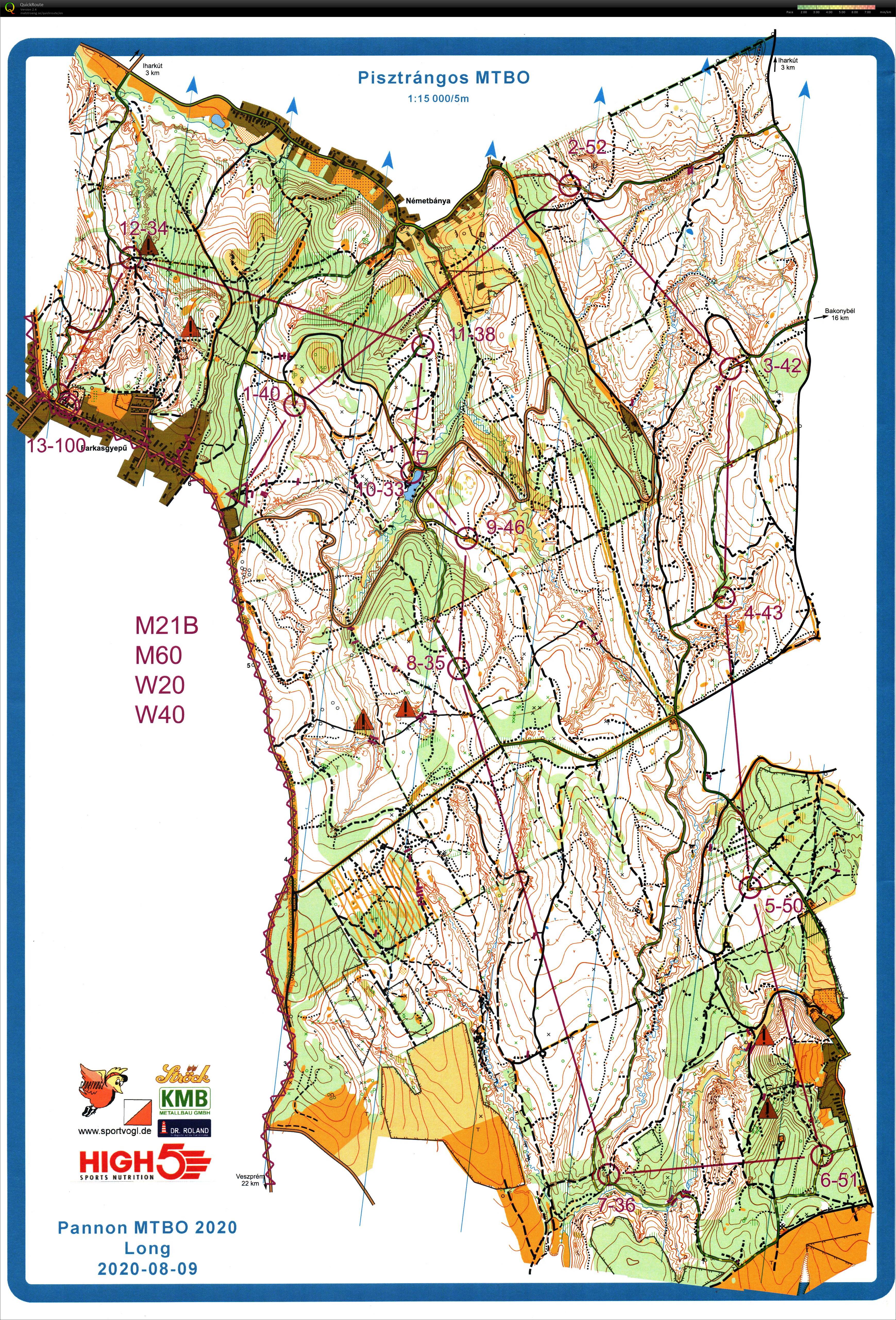 Tájkerékpáros Hosszútávú Országos Bajnokság, Pannon MTBO 2. nap (2020-08-09)