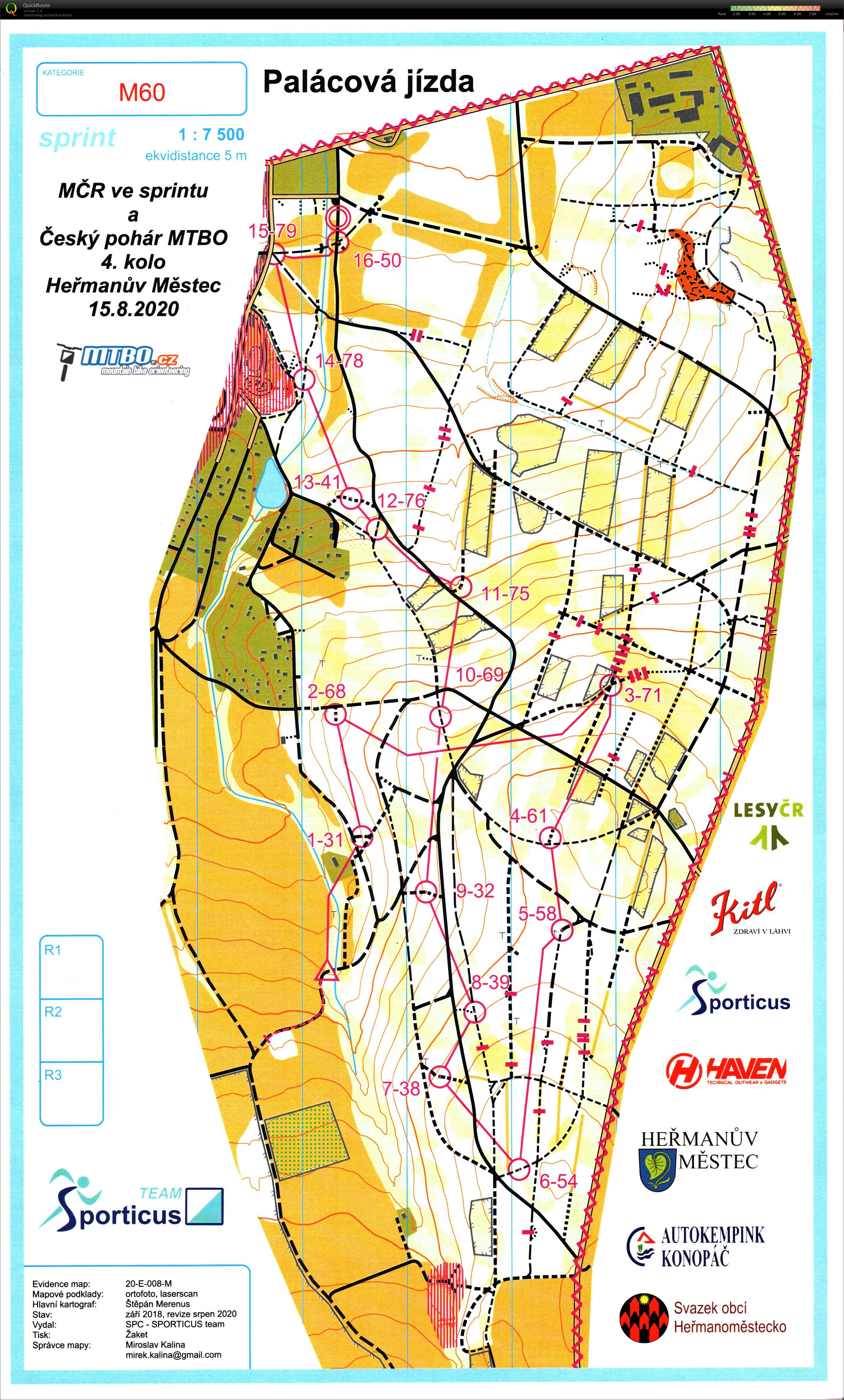 Mistrovství ČR MTBO sprint, Český pohár MTBO - 4. kolo (2020-08-15)