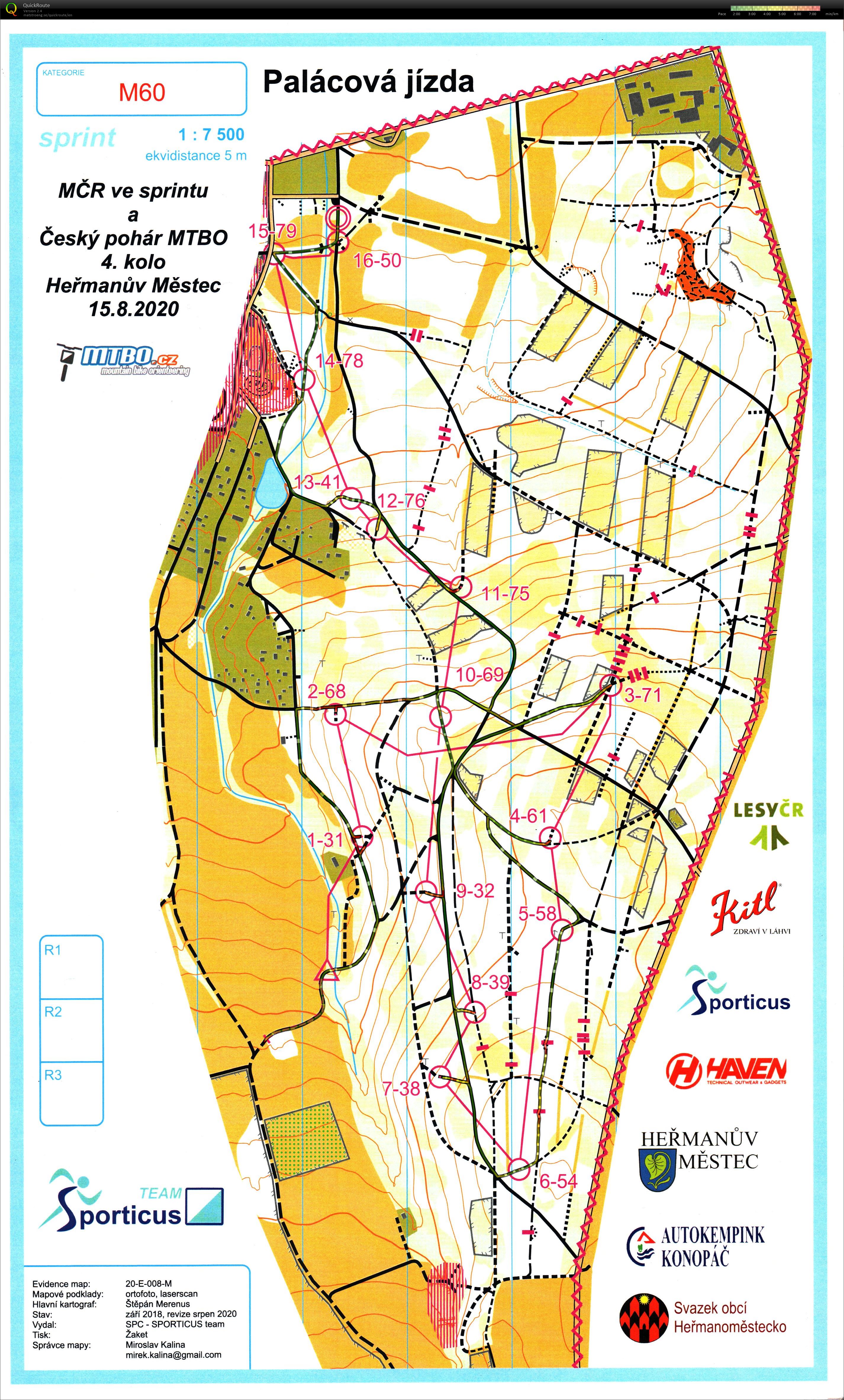 Mistrovství ČR MTBO sprint, Český pohár MTBO - 4. kolo (2020-08-15)